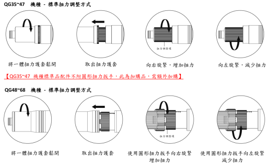 槍型 適用QG系列 調整扭力 槍型 適用QG系列 調整扭力